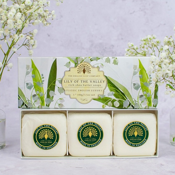 The English Soap Company Lily of Valley - 3 x 100 g Hand Soap Gift Box